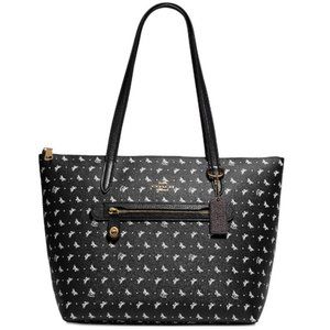 Coach Butterfly Zip Top Taylor Tote Black White